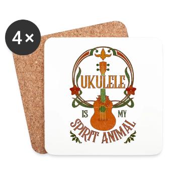 Le ukulélé est mon animal spirituel - Dessous de verre (lot de 4) - blanc - Devant