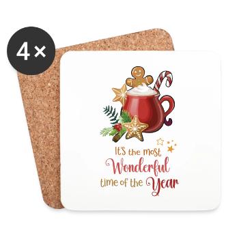 Hot Cacao, most wonderful time of the year - Untersetzer (4er-Set) - Weiß - Vorne