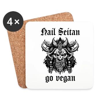 Hail Seitan - go vegan - Untersetzer (4er-Set) - Weiß - Vorne