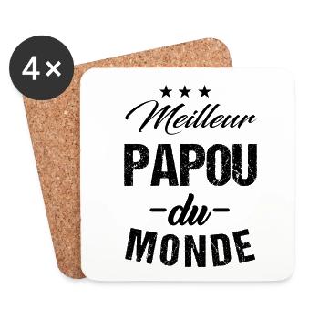 Meilleur papou du monde t-shirt grand-père - Dessous de verre (lot de 4) - blanc - Devant