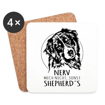 AUSTRALIAN SHEPHERD Aussie nerv mich nich Wilsigns - Untersetzer (4er-Set) - Weiß - Vorne