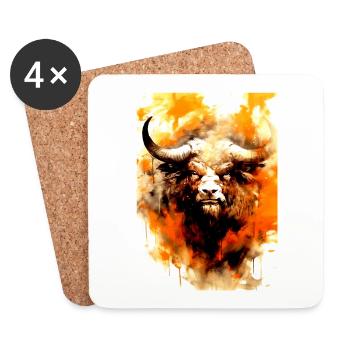 Bison Amerikanisches Wildtier - Untersetzer (4er-Set) - Weiß - Vorne