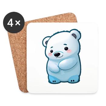 Totally cute polar bear - Coasters (set of 4) - white - Front