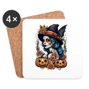 Día Muertos Witch - Coasters (set of 4) - white - Front