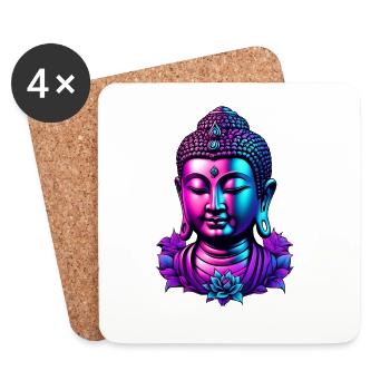 Neon Buddha Blossom Aura - Coasters (set of 4) - white - Front
