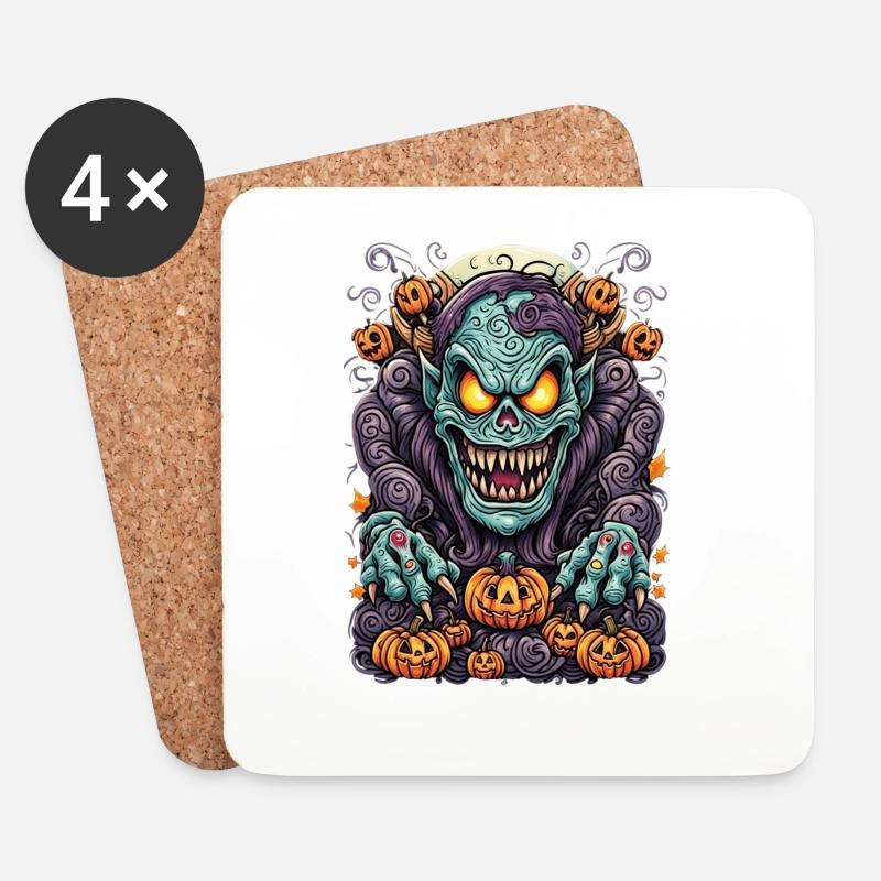 Finstere Halloween Höllenkreatur - Untersetzer (4er-Set) - Weiß