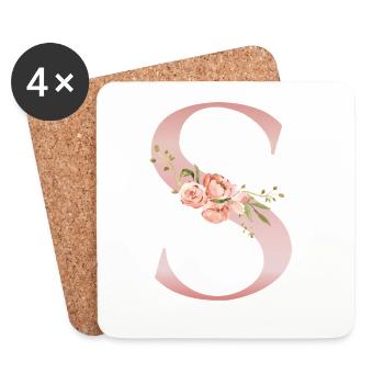 S Pastel Floral on Garment - Coasters (set of 4) - white - Front