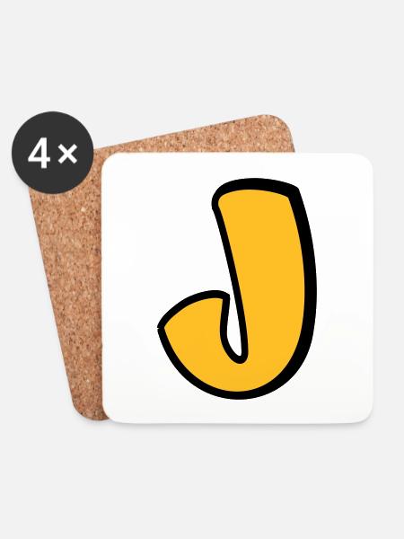 Alphabet J - Coasters (set of 4) - white