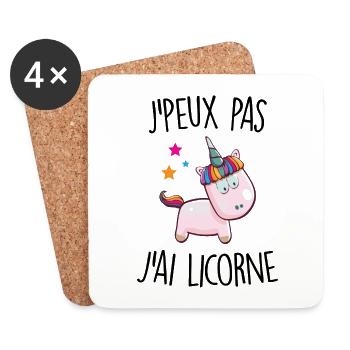J'peux pas j'ai licorne - Dessous de verre (lot de 4) - blanc - Devant