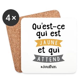 Qu'est-ce qui est jaune et qui attend ? Jonathan - Dessous de verre (lot de 4) - blanc - Devant