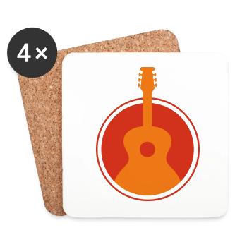 Gitarre - Guitar / Acoustic Guitar - Coasters (set of 4) - white - Front