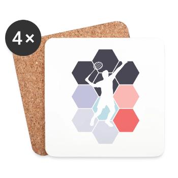 Badminton Player Badminton Badminton Badminton Abstract - Coasters (set of 4) - white - Front