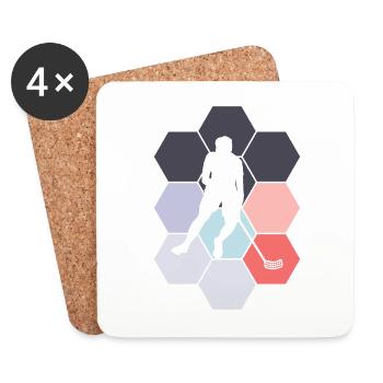 Floorball Floorball Abstract Floorbal Player - Coasters (set of 4) - white - Front