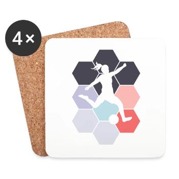 Footballer Abstract Football Player Football - Coasters (set of 4) - white - Front