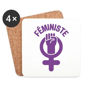 Féministe - Dessous de verre (lot de 4) - blanc - Devant