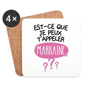 Est-ce que je peux t'appeler marraine - Dessous de verre (lot de 4) - blanc - Devant