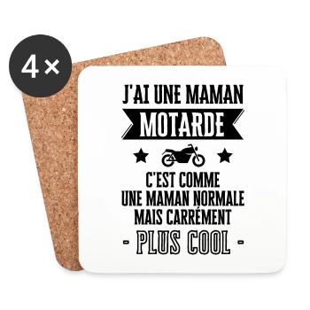 J'ai une maman motarde - Dessous de verre (lot de 4) - blanc - Devant