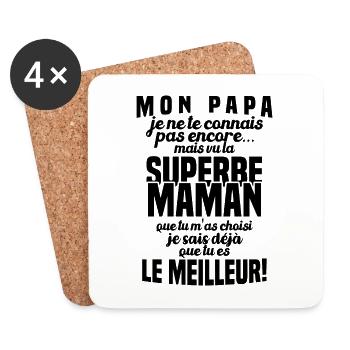 Annonce grossesse Cadeau Futur Papa Future Maman - Dessous de verre (lot de 4) - blanc - Devant