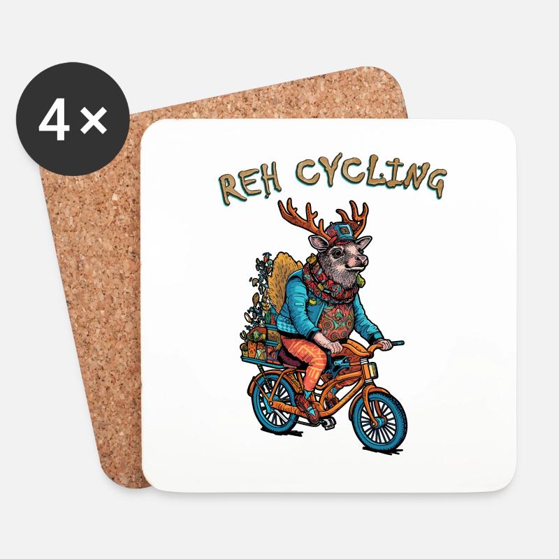 Reh Cycling - Untersetzer (4er-Set) - Weiß
