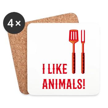 I Like Animals! (Grill Cutlery / 3C) - Coasters (set of 4) - white - Front