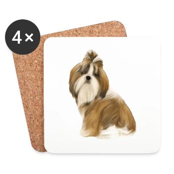 Shih Tzu Hund Hunderasse braun - Untersetzer (4er-Set) - Weiß - Vorne