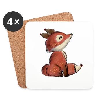 Petit renard - Dessous de verre (lot de 4) - blanc - Devant