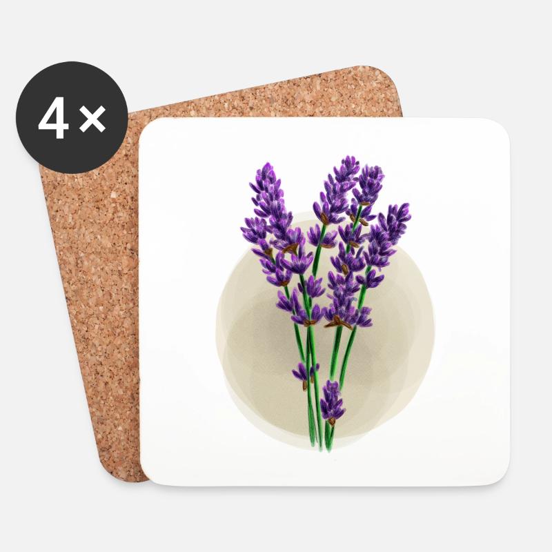 Lavendel - Untersetzer (4er-Set) - Weiß