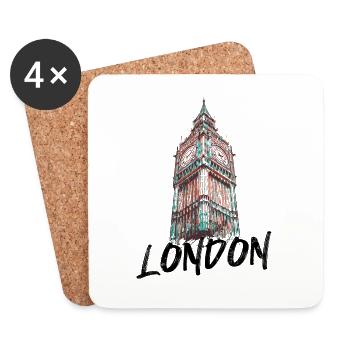 Big Ben London T-Shirt - Original-Illustration - Untersetzer (4er-Set) - Weiß - Vorne