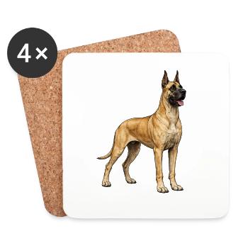 Illustration vintage de Dogue Grand – Élégance & Puissance - Dessous de verre (lot de 4) - blanc - Devant