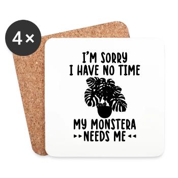 Monstera Liebhaber | Zimmerpflanzen Geschenkideen - Untersetzer (4er-Set) - Weiß - Vorne