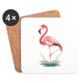 Flamingo - Untersetzer (4er-Set) - Weiß - Vorne