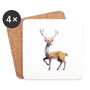 Renne, Renne, Orignal, Noël, Magie - Dessous de verre (lot de 4) - blanc - Devant