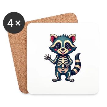 Skeleton Raccoon – Cute, Cheeky & a Little Bit - Coasters (set of 4) - white - Front