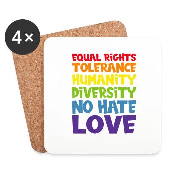 equal rights tolerance love LGBT gay pride LGBTQ - Untersetzer (4er-Set) - Weiß - Vorne