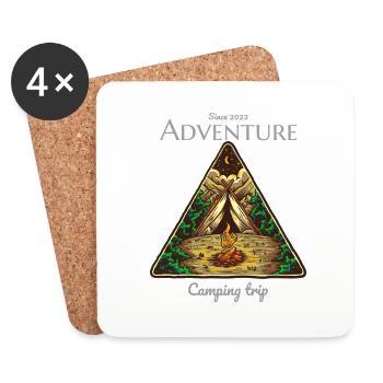Adventure camping trip travel nature mountains - Untersetzer (4er-Set) - Weiß - Vorne
