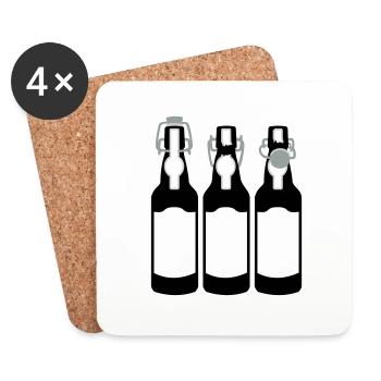 3 Bierflaschen / 3 beer bottles (c, 3c) - Untersetzer (4er-Set) - Weiß - Vorne