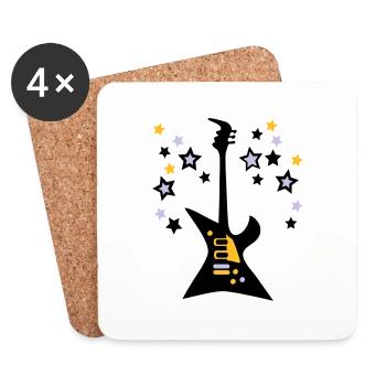 Guitare-electrique-son-etoiles - Dessous de verre (lot de 4) - blanc - Devant