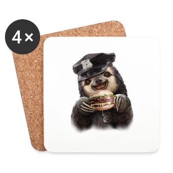Burger Cop - Dessous de verre (lot de 4) - blanc - Devant