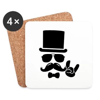 Moustache Groom boss retro hipster - Coasters (set of 4) - white - Front