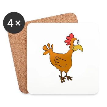 huhn - Untersetzer (4er-Set) - Weiß - Vorne