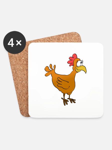 huhn - Untersetzer (4er-Set) - Weiß