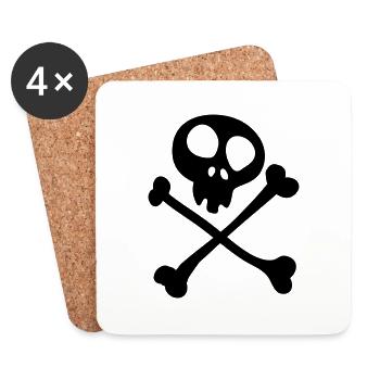Pirat (Totenkopf) - Untersetzer (4er-Set) - Weiß - Vorne