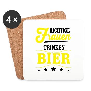 Richtige Frauen trinken Bier - Untersetzer (4er-Set) - Weiß - Vorne