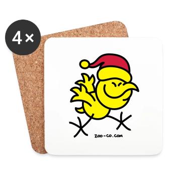 Merry Christmas Chicken - Coasters (set of 4) - white - Front