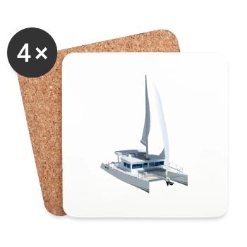 3D Katamaran - Untersetzer (4er-Set) - Weiß - Vorne
