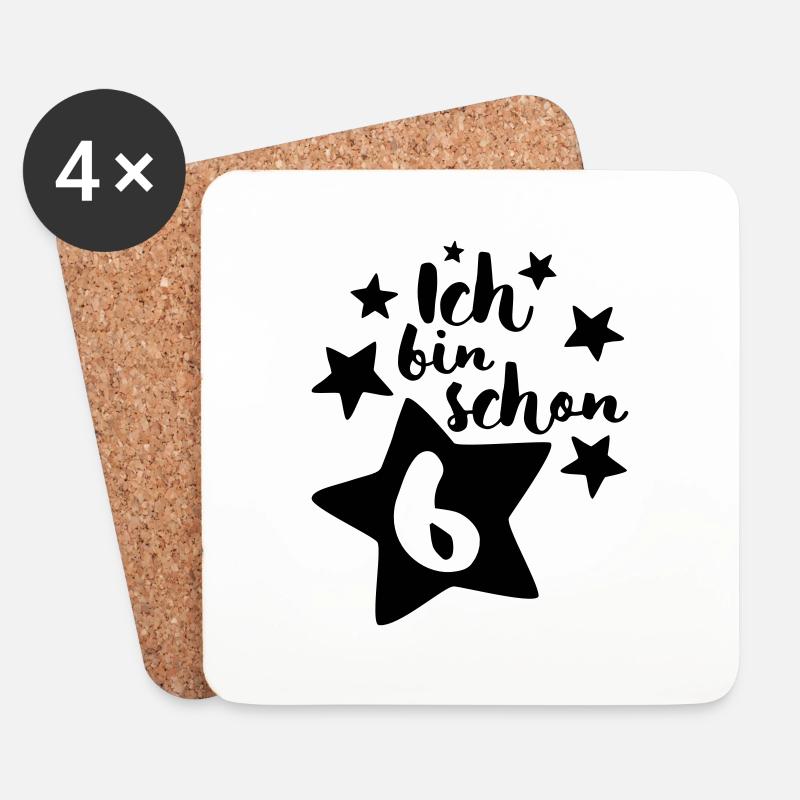 Ich bin schon Sechs! - Untersetzer (4er-Set) - Weiß