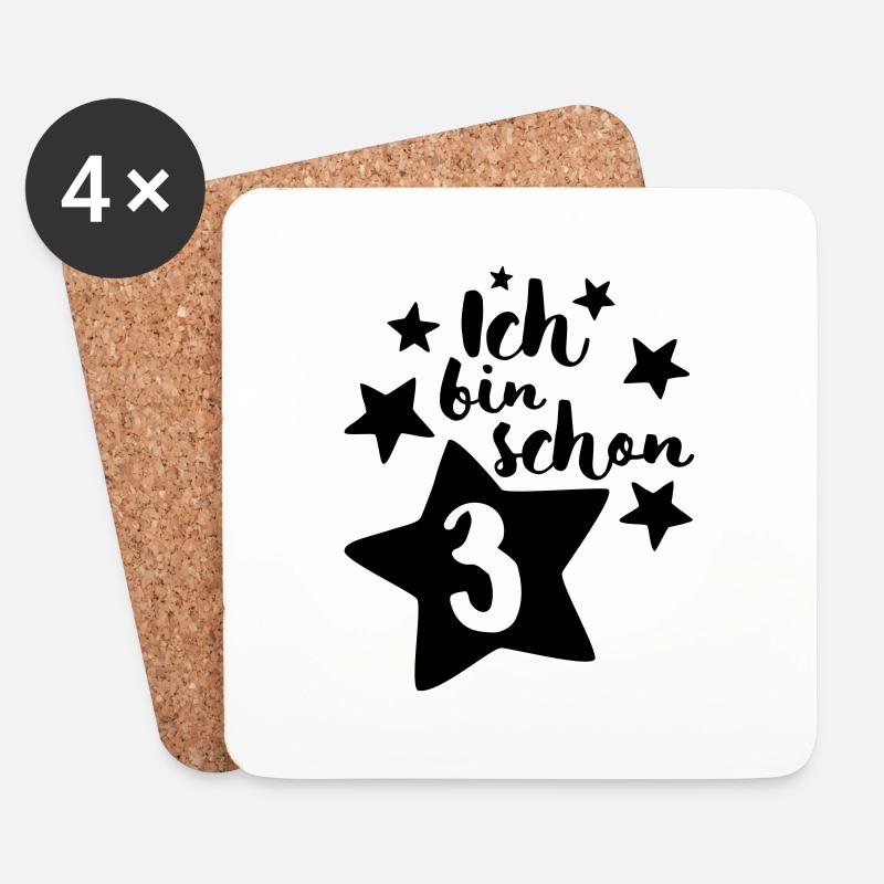 Ich bin schon Drei! - Untersetzer (4er-Set) - Weiß