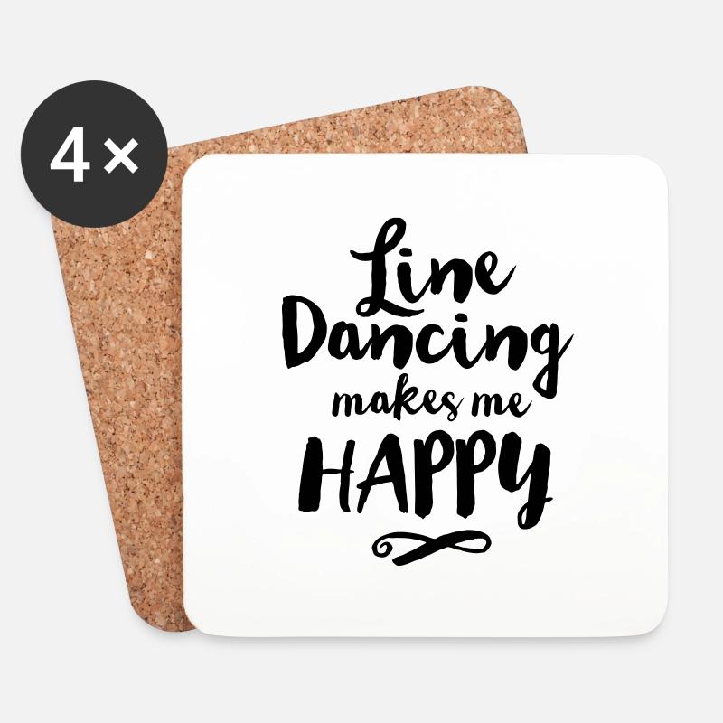 LINE DANCING MAKES ME HAPPY - Untersetzer (4er-Set) - Weiß