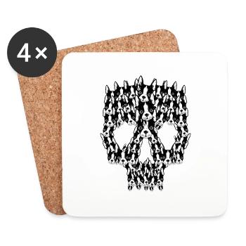 Boston Terrier dog sugar skull - Coasters (set of 4) - white - Front