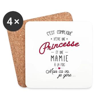 Princesse et mamie coeur - Dessous de verre (lot de 4) - blanc - Devant